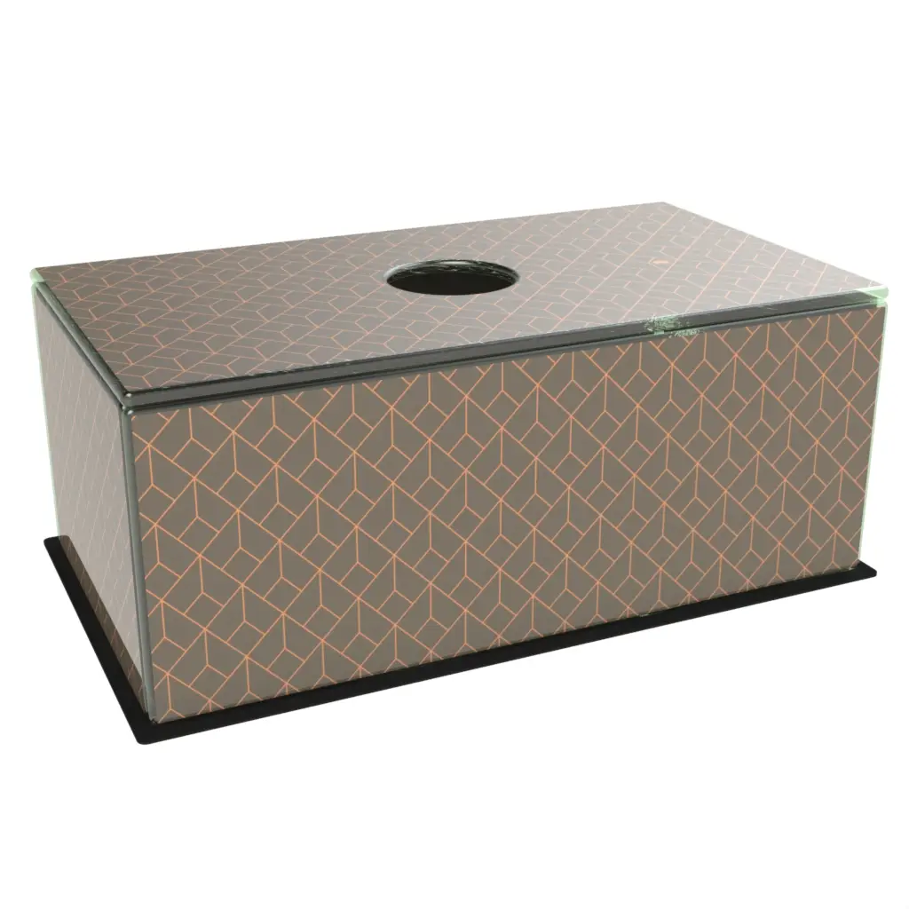 Glass Tissue Holder in Matte Silver - Hotel Bathroom Accents - 3/4 View