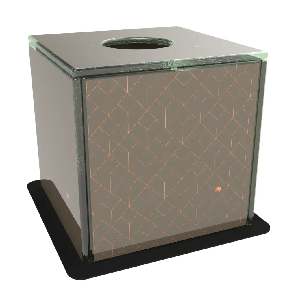 Glass Tissue Holder in Matte Silver - Hotel Bathroom Accents - 3/4 View