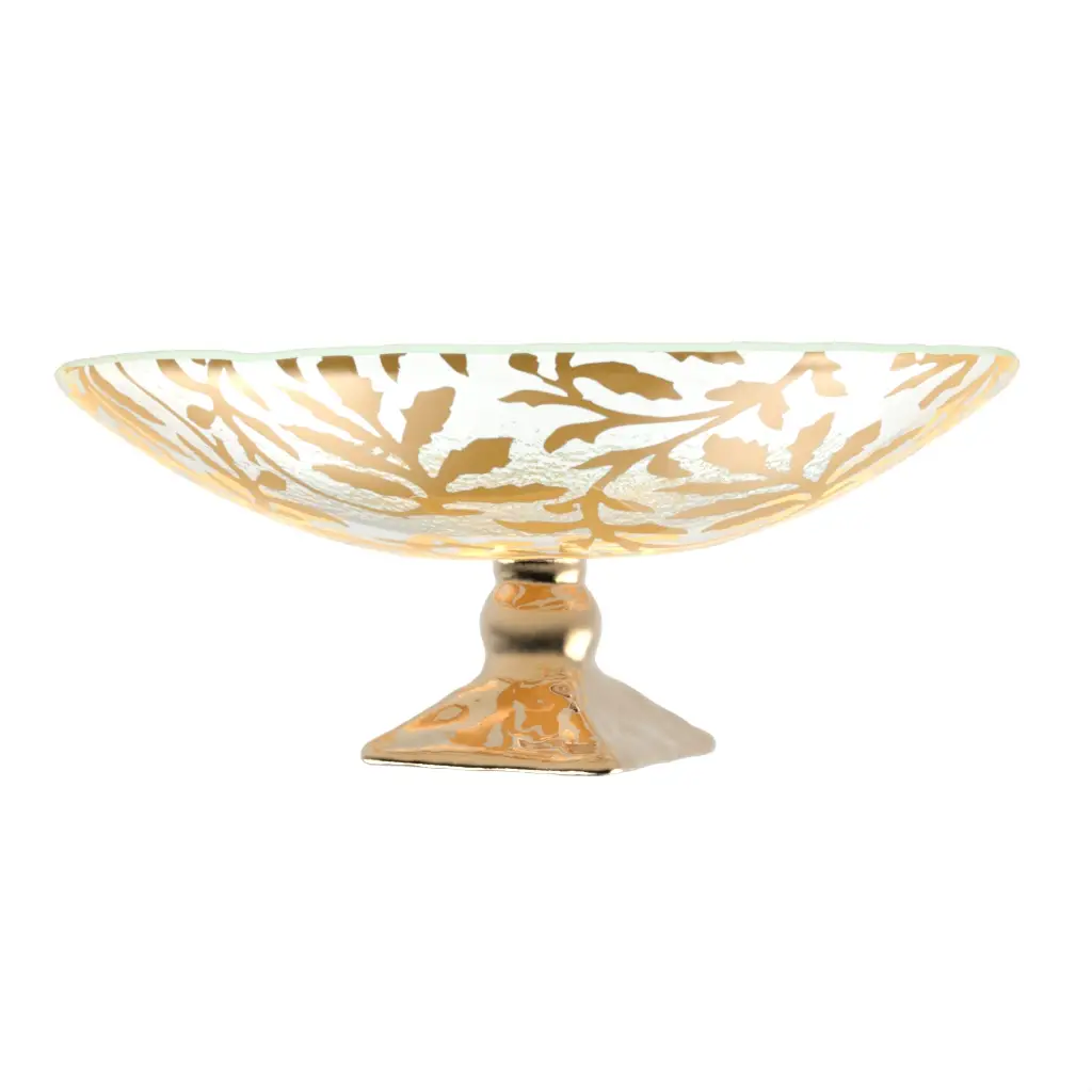 Gold Pedestal Bowl in Matte Gold - Welcome Amenities - 3/4 View