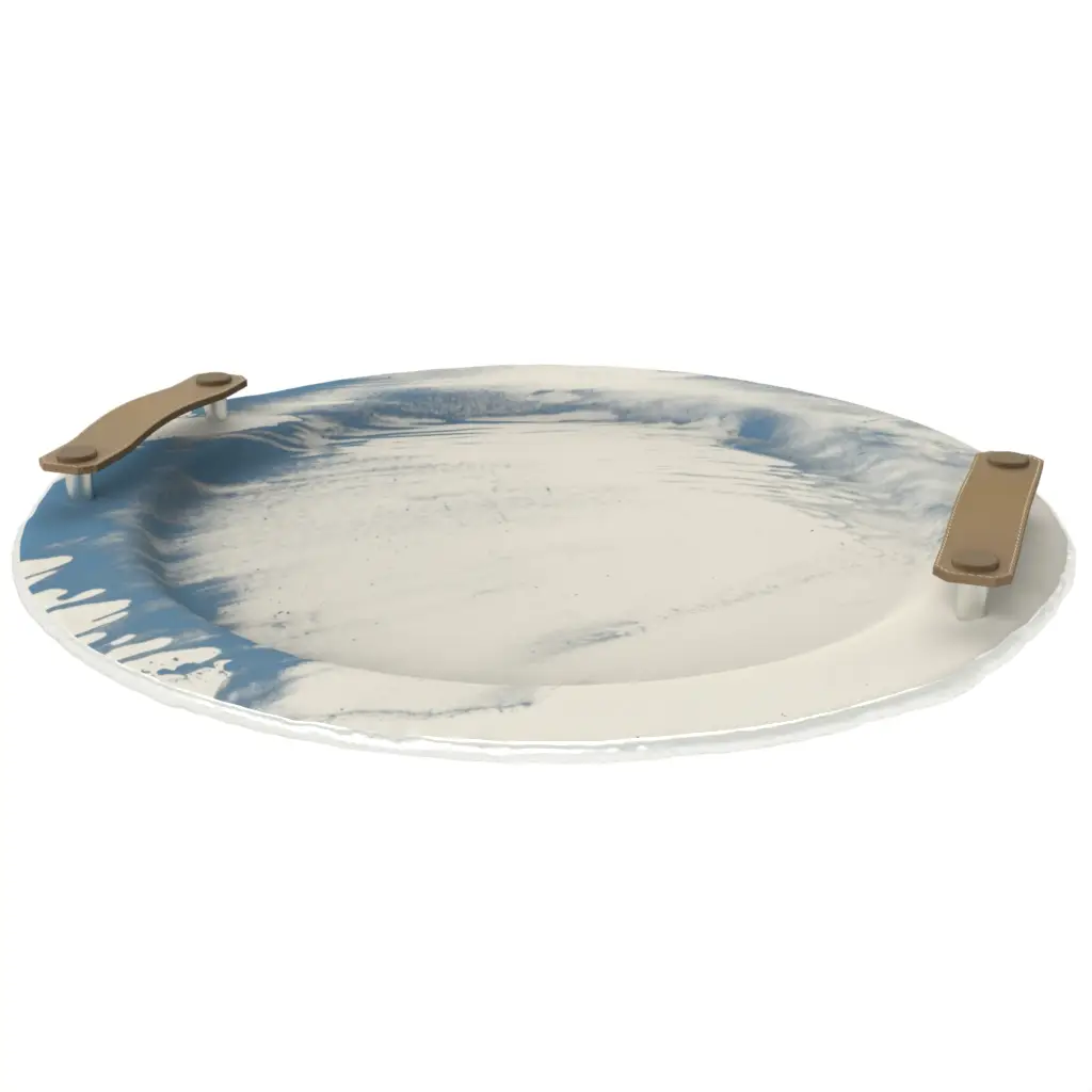 Handled Tray in Birch White - Hotel Room Decor - 3/4 View