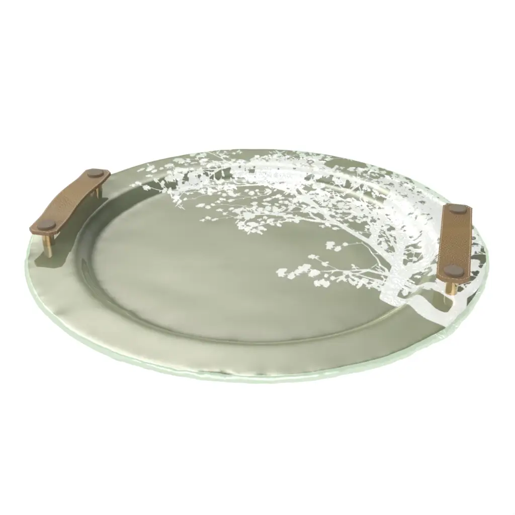 Handled Tray in Mint Green - Hotel Room Decor - 3/4 View
