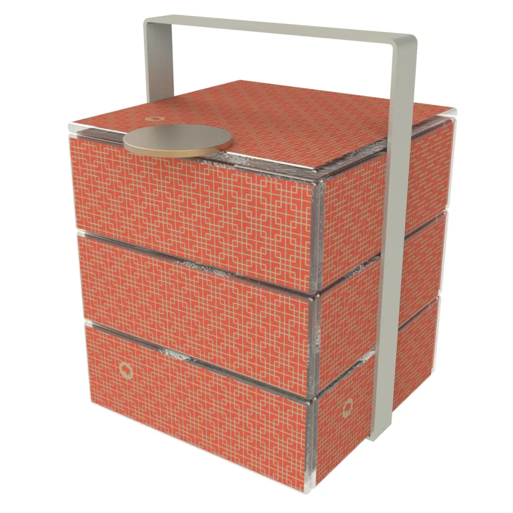 High Tea Box in Coral Red - Specialty Serveware - 3/4 View