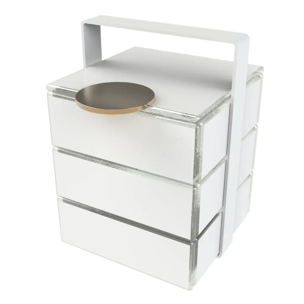 Modern Bento Box in Milk White - Specialty Serveware - 3/4 View