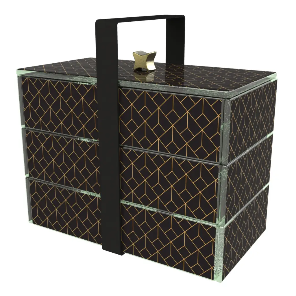 Japanese Style Bento Box in Black - Specialty Serveware - 3/4 View