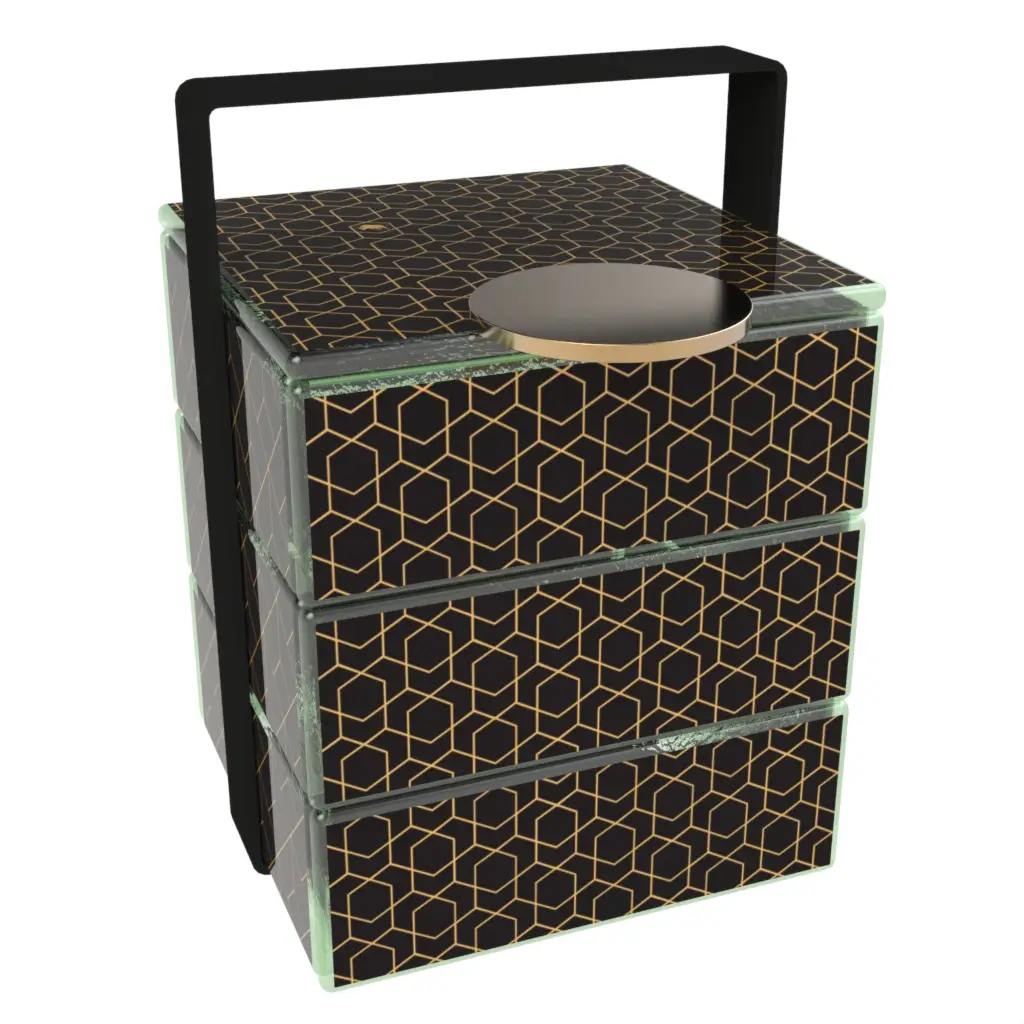Luxury Bento Box in Black - Specialty Serveware - 3/4 View