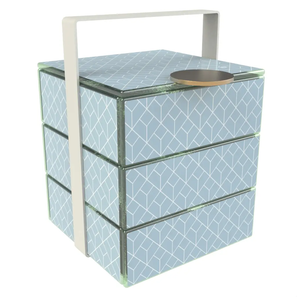 Luxury Picnic Basket in Light Blue - Specialty Serveware - 3/4 View
