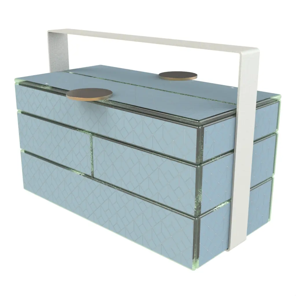 Luxury Picnic Basket in Light Blue - Specialty Serveware - 3/4 View