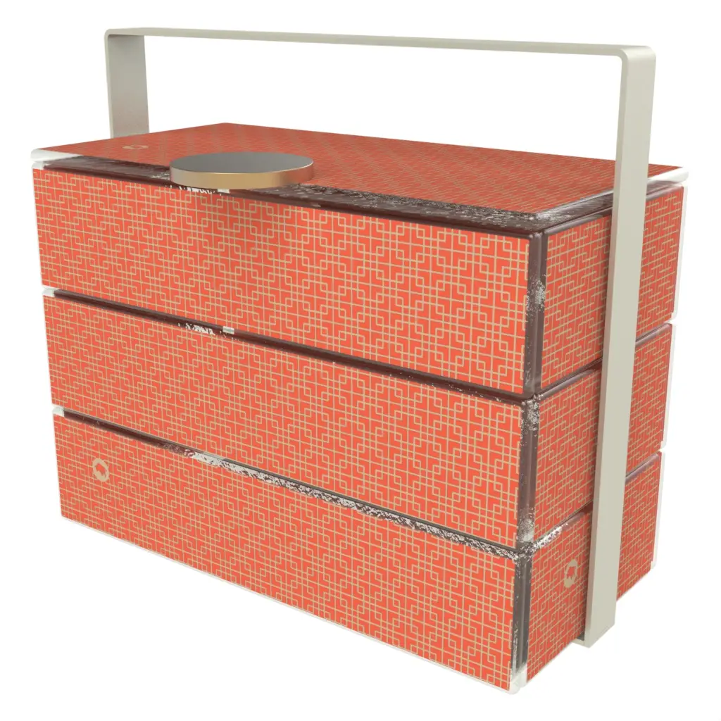 Luxury Picnic Set in Coral Red - Specialty Serveware - 3/4 View