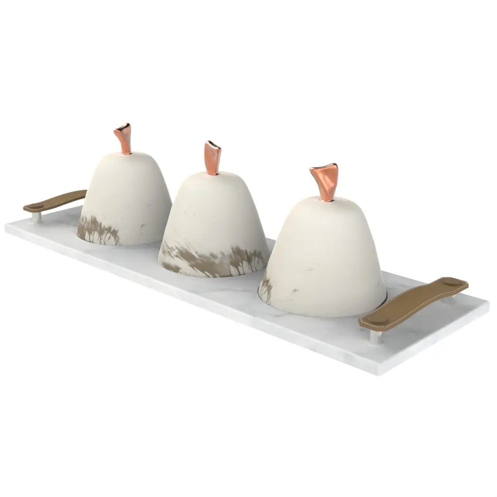 Marble Serving Tray in Birch White - Welcome Amenities - 3/4 View