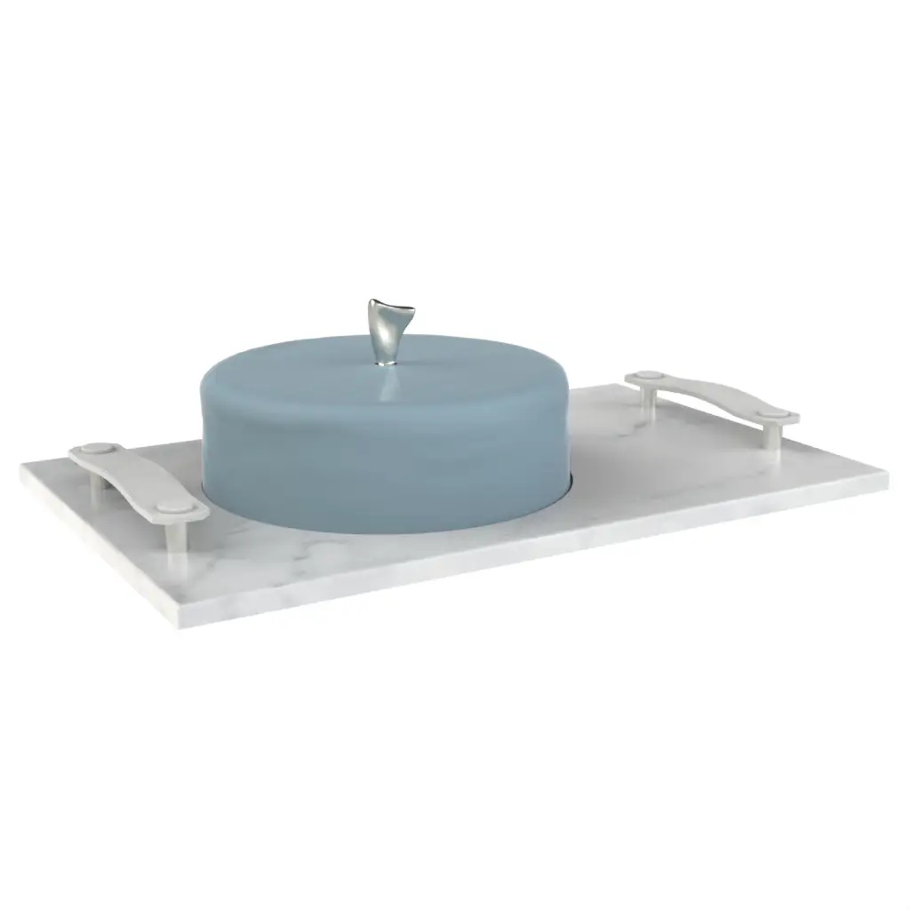Marble Tray With Handles in Light Blue - Welcome Amenities - 3/4 View