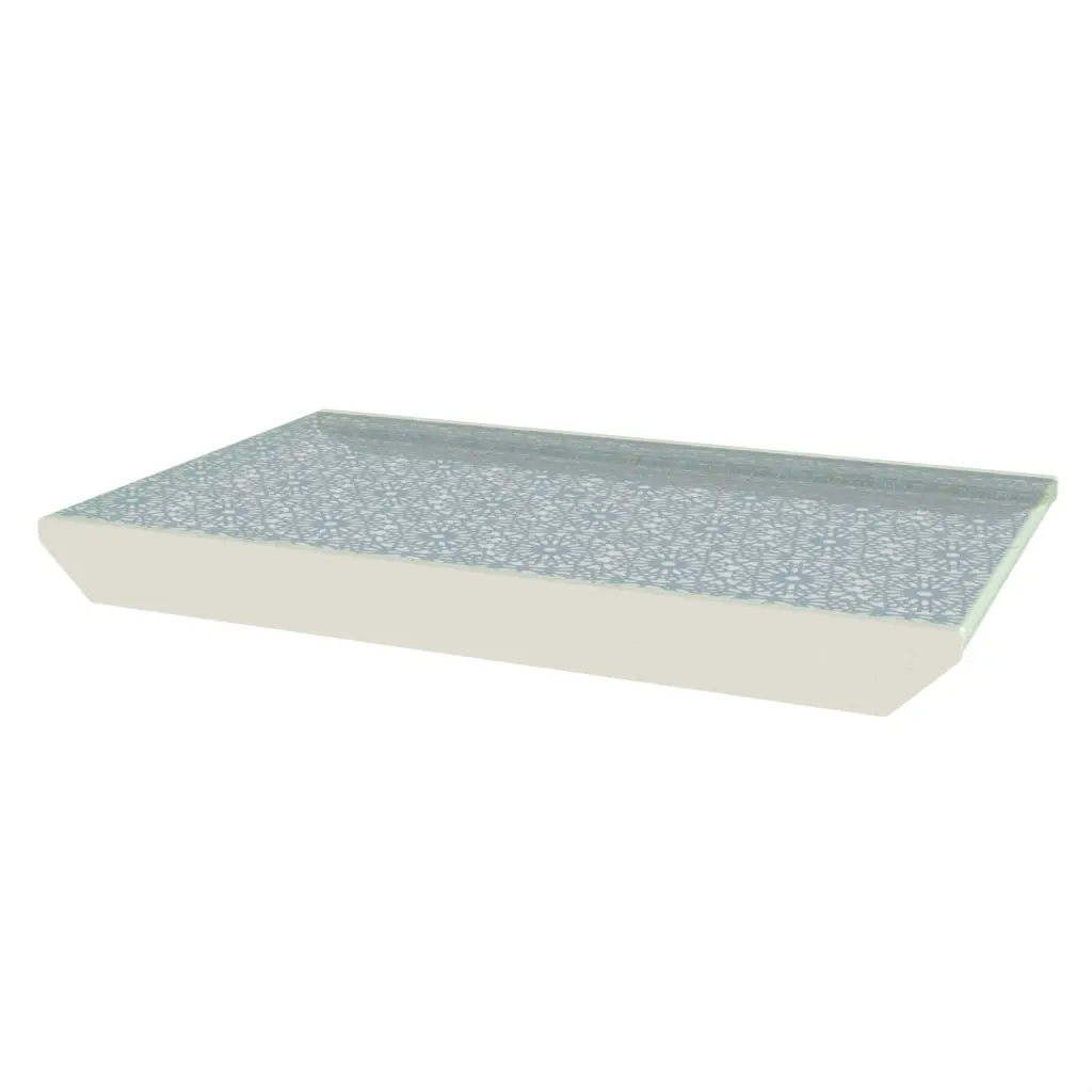 Modern Accent Tray in Light Blue - Hotel Room Decor - 3/4 View