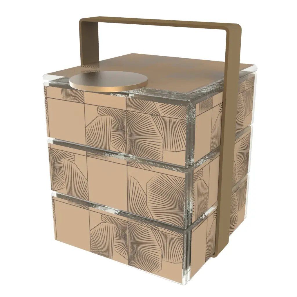 Modern Bento Box in Almond Beige - Specialty Serveware - 3/4 View