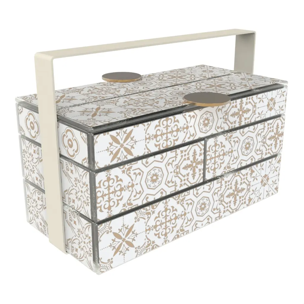 Modern Picnic Basket in Milk White - Specialty Serveware - 3/4 View