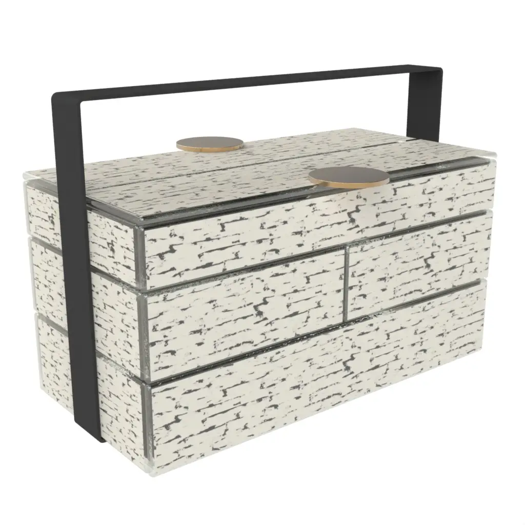Modern Picnic Basket in Birch White - Specialty Serveware - 3/4 View