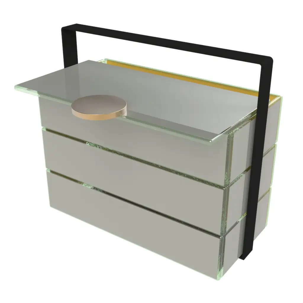 Modern Picnic Basket in Dark Silver Gray - Specialty Serveware - 3/4 View