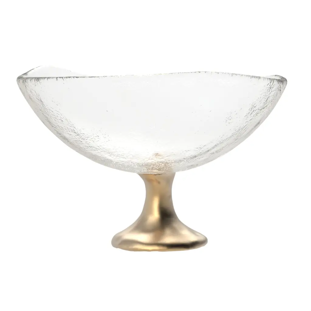 Pedestal Bowl in Glass With Texture - Welcome Amenities - 3/4 View