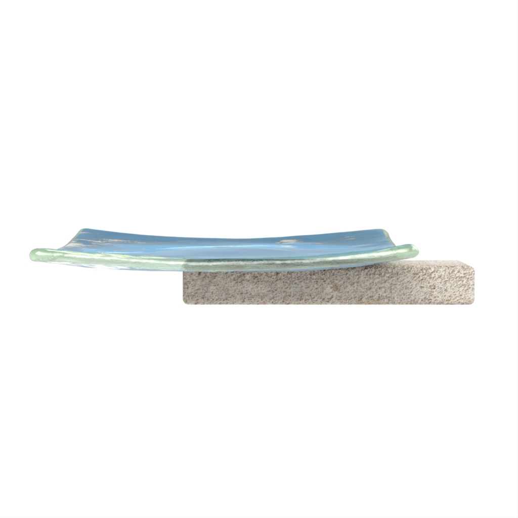 Pedestal Serving Tray in Niagara Blue - Welcome Amenities - Side View