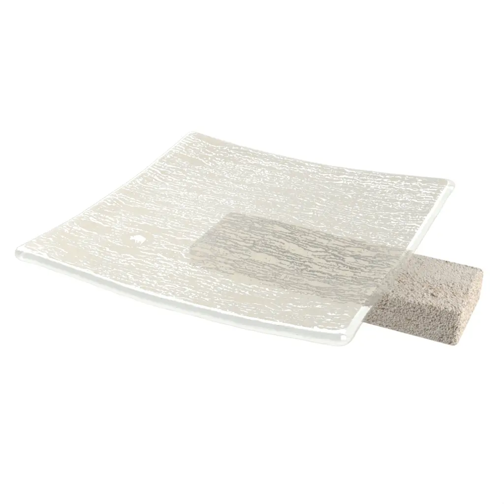 Pedestal Serving Tray in Birch White - Welcome Amenities - 3/4 View