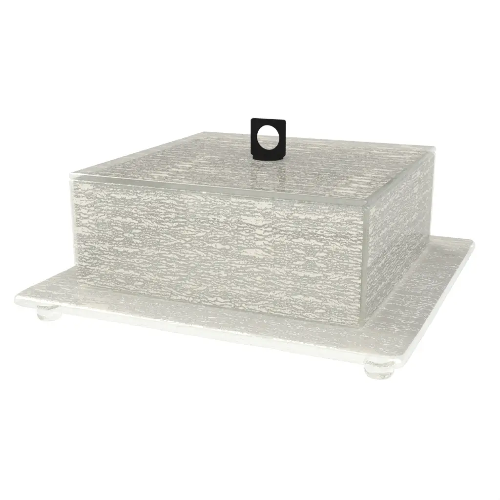 Square Glass Cloche in Birch White - Welcome Amenities - 3/4 View