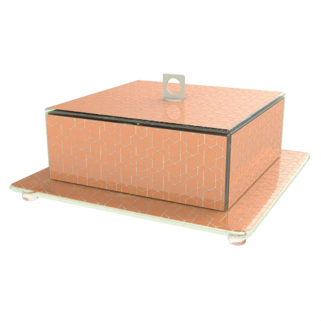 Square Glass Cloche in Apricot Crush - Welcome Amenities - 3/4 View