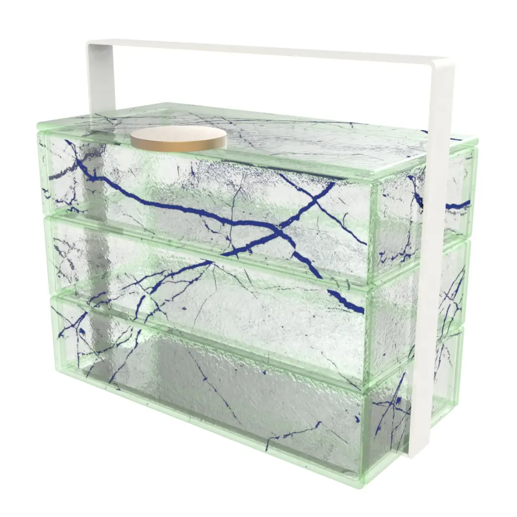 3 Tier Bento Box - Specialty Serveware | MyGlassStudio - 3/4 View