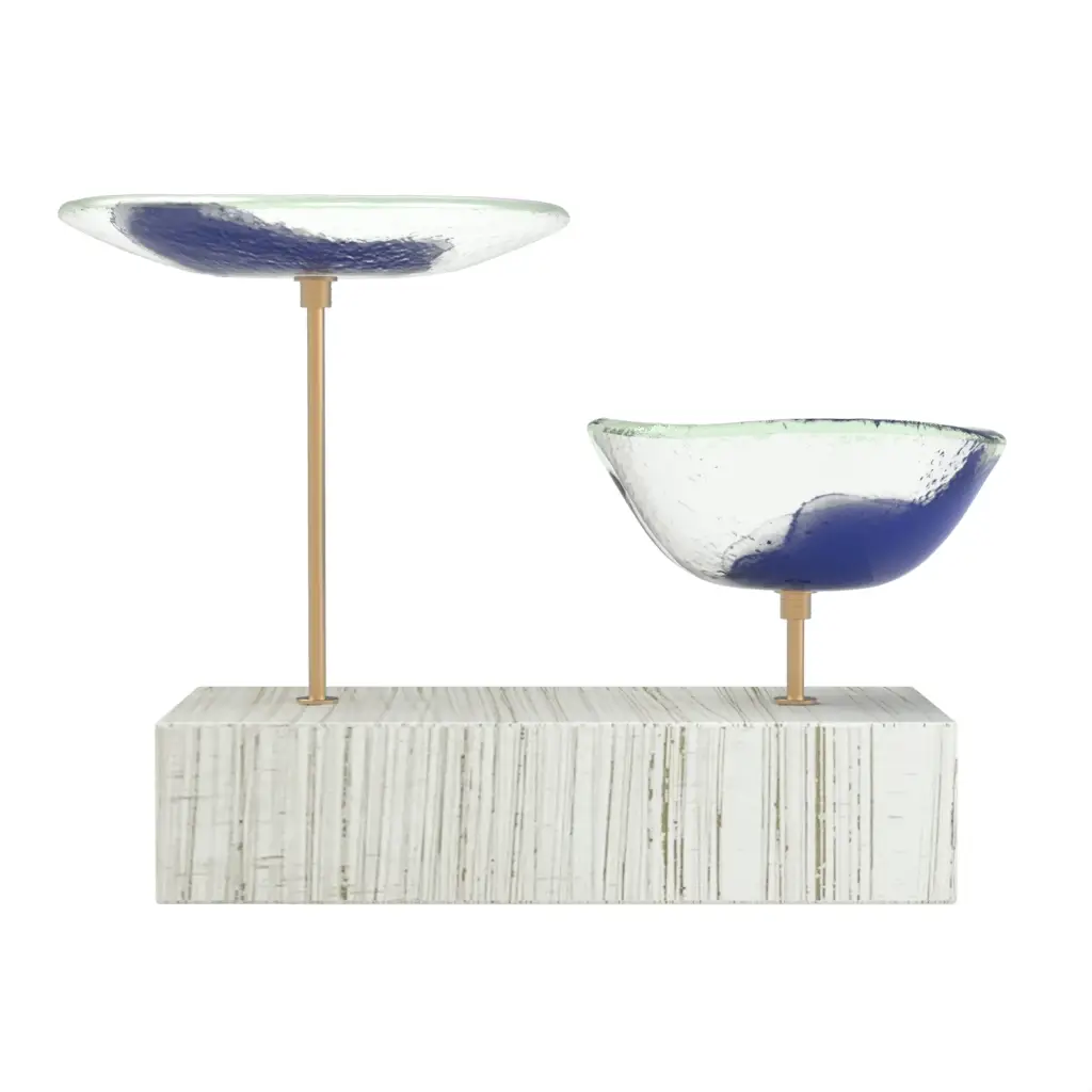 Double Dish Nut Bowl in Cobalt Blue - Snacks Serveware - 3/4 View