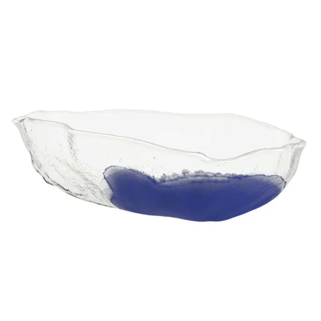 Extra Large Glass Bowl in Cobalt Blue - Boat Shaped Bowls - 3/4 View
