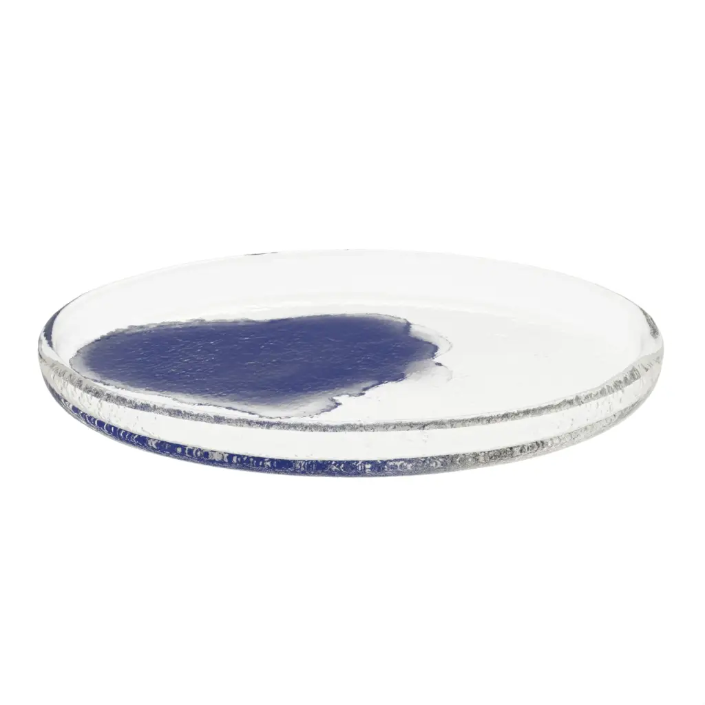 Glass Appetizer Plate in Cobalt Blue - Side Plates - 3/4 View