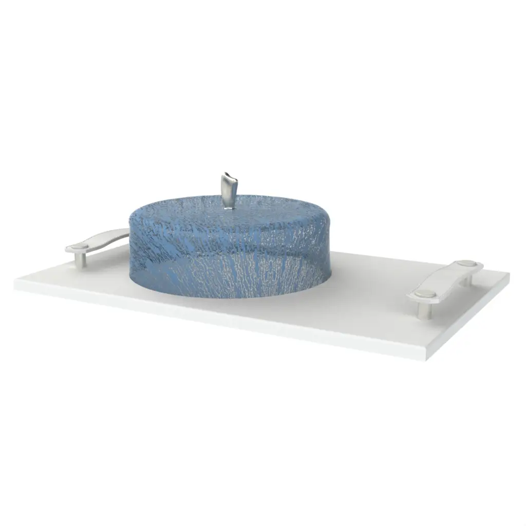 Glass Domed Serving Tray in Azure Blue - Welcome Amenities - 3/4 View