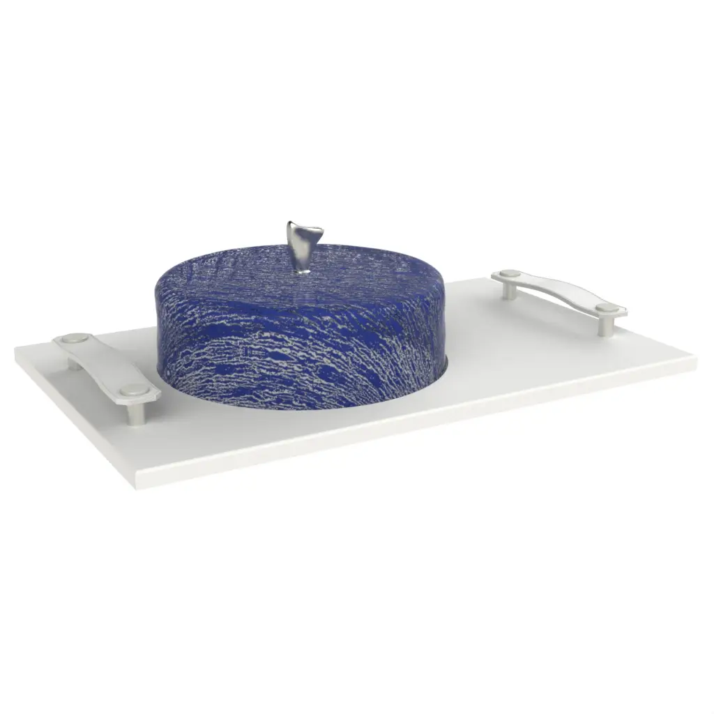 Glass Domed Serving Tray in Cobalt Blue - Welcome Amenities - 3/4 View