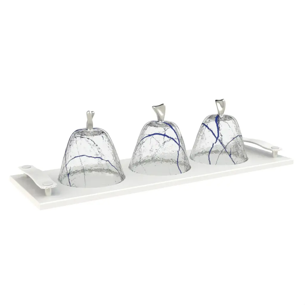 Glass Domed Serving Tray in Cobalt Blue - Welcome Amenities - 3/4 View