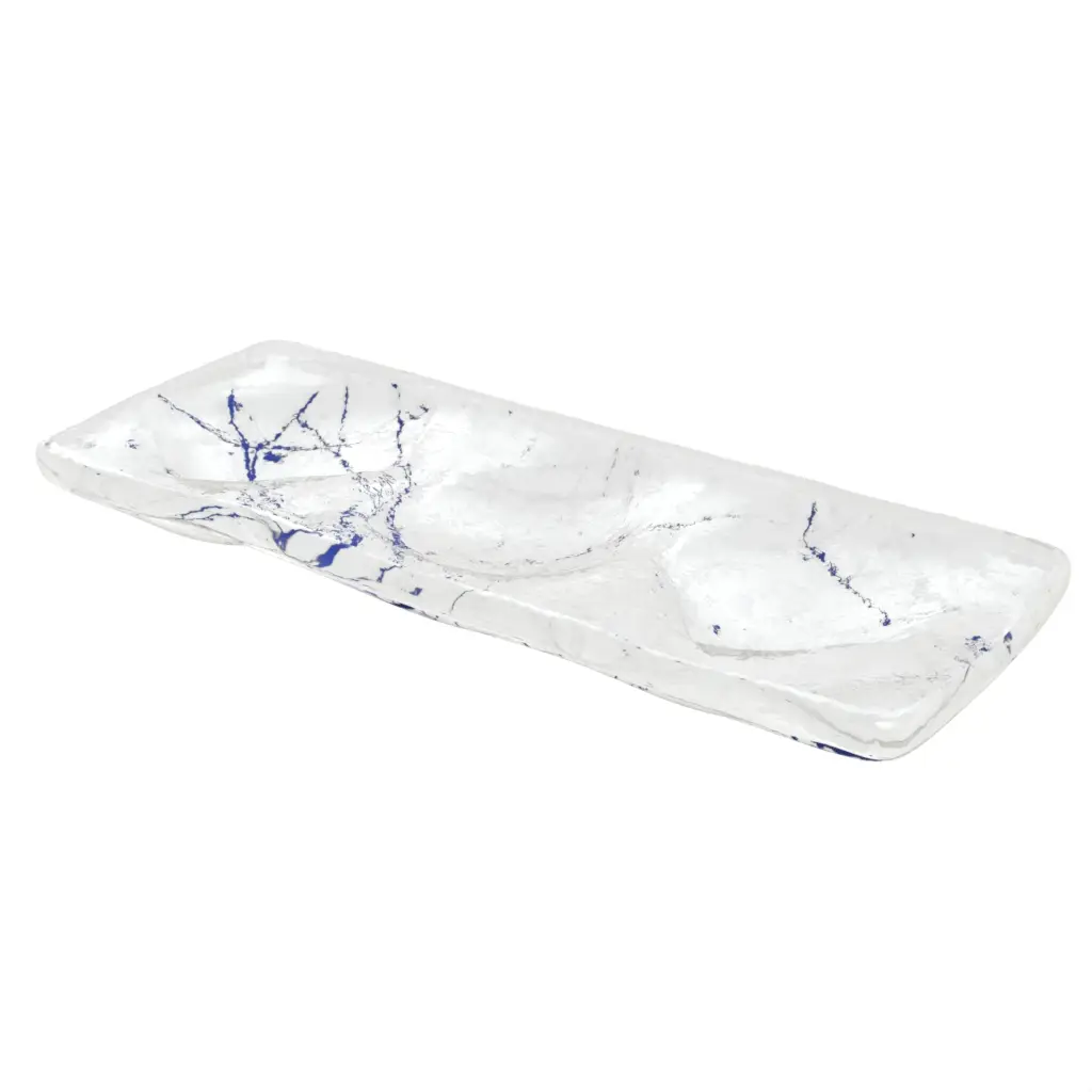 Modern Oyster Plate in Cobalt Blue - Specialty Dinnerware - 3/4 View