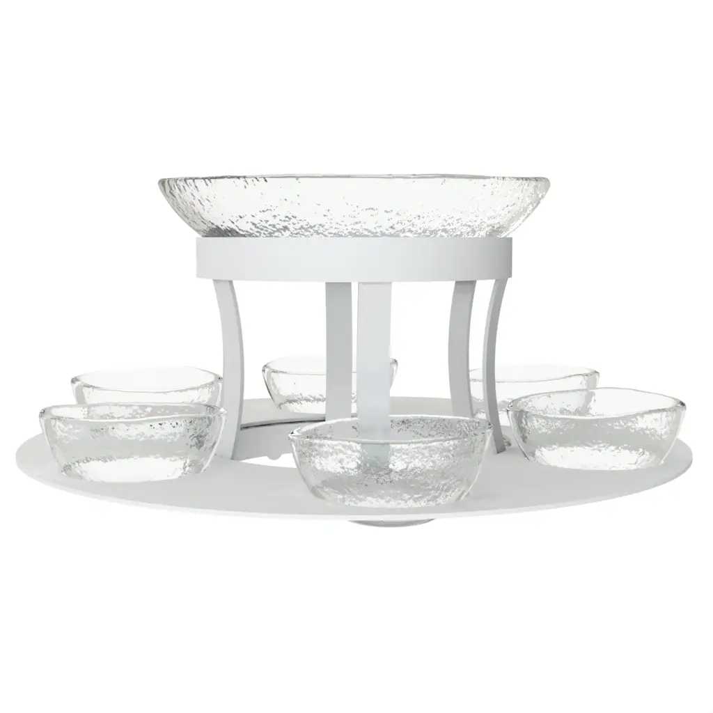 Oyster Serving Platter in Glass With Texture - Specialty Dinnerware - 3/4 View