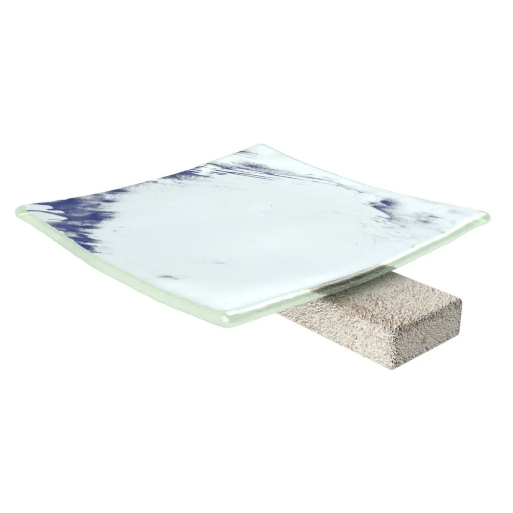 Pedestal Serving Tray - Welcome Amenities | MyGlassStudio - 3/4 View