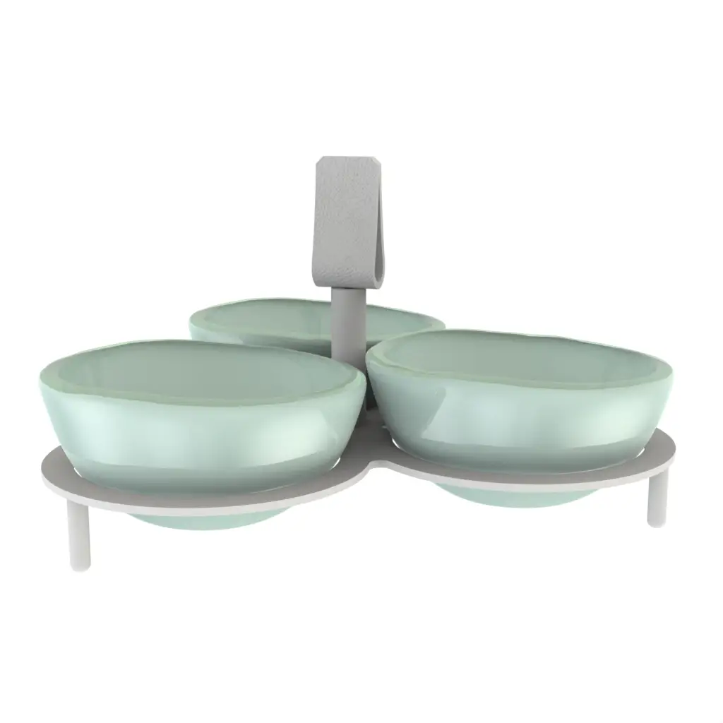 3 Bowl Condiment Server in Misty Blue - Snacks Serveware - 3/4 View