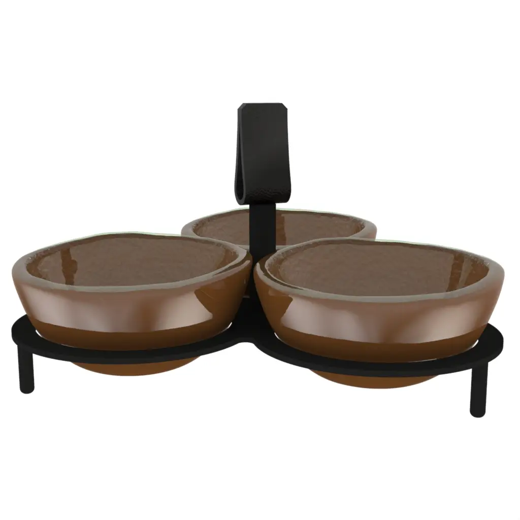 3 Bowl Condiment Server - Snacks Serveware | MyGlassStudio - 3/4 View