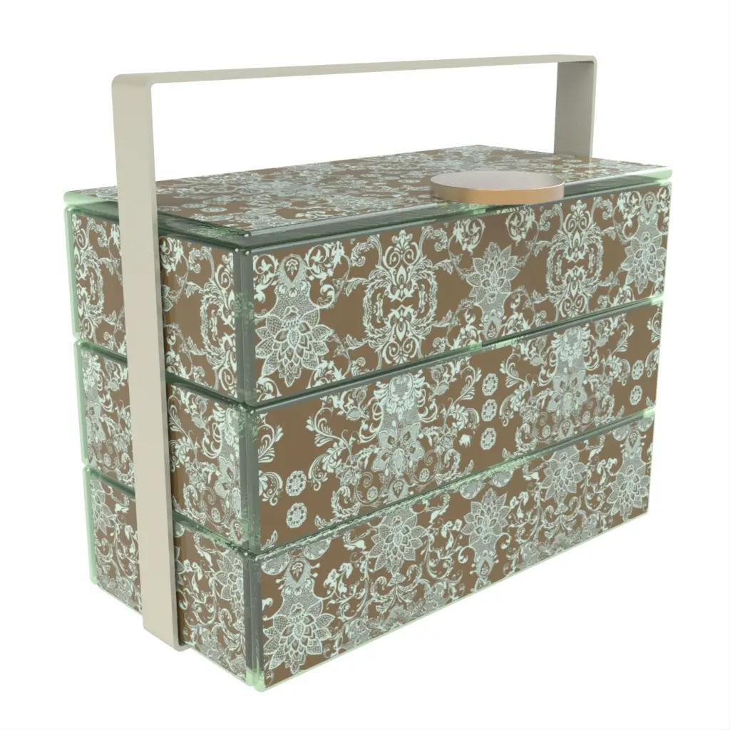 3 Tier Bento Box in Misty Blue - Specialty Serveware - 3/4 View