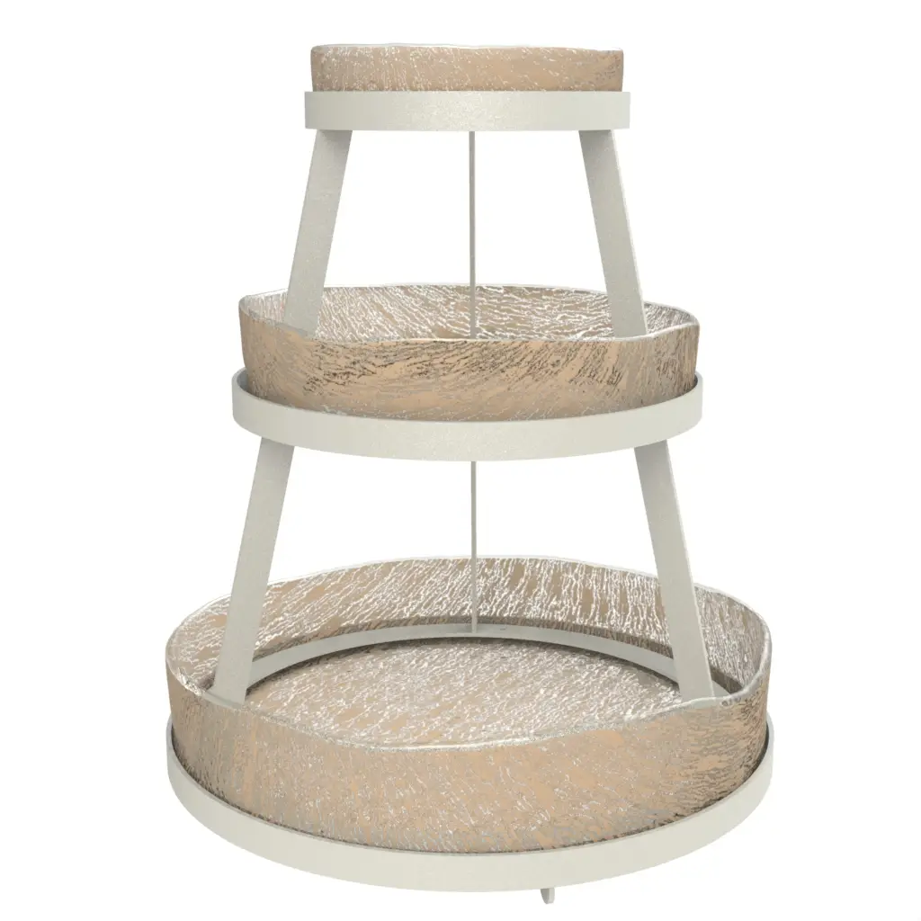 3 Tier Seafood Tower Set in Almond Beige - Specialty Serveware - 3/4 View