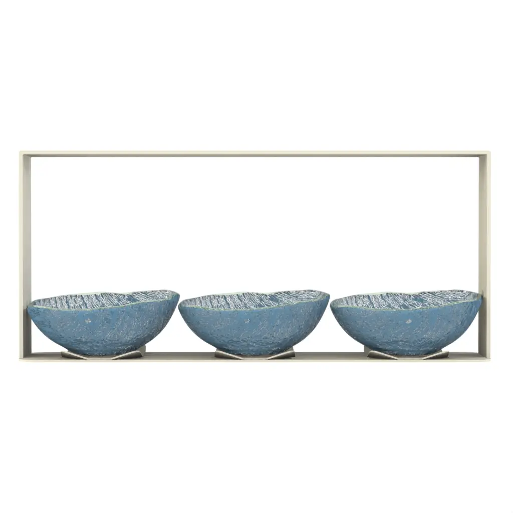 Chip And Dip Serving Set in Niagara Blue - Snacks Serveware - 3/4 View