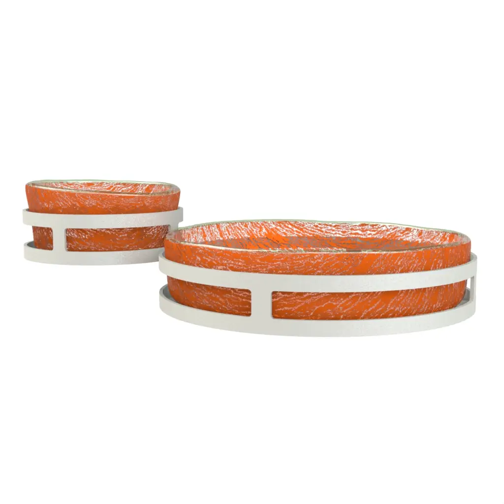Chips And Dip Bowl in Hermes Orange - Snacks Serveware - 3/4 View