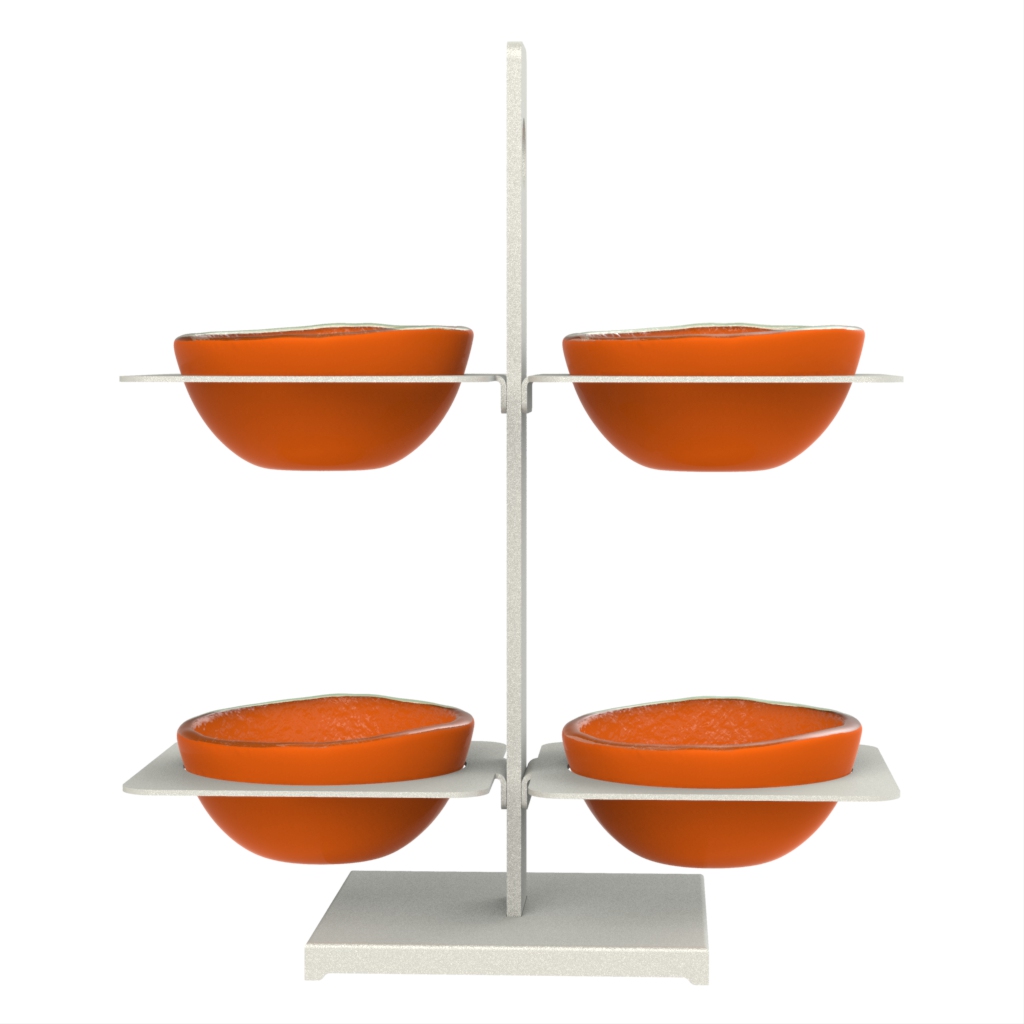 Dip Bowl Set in Hermes Orange - Snacks Serveware - Side View