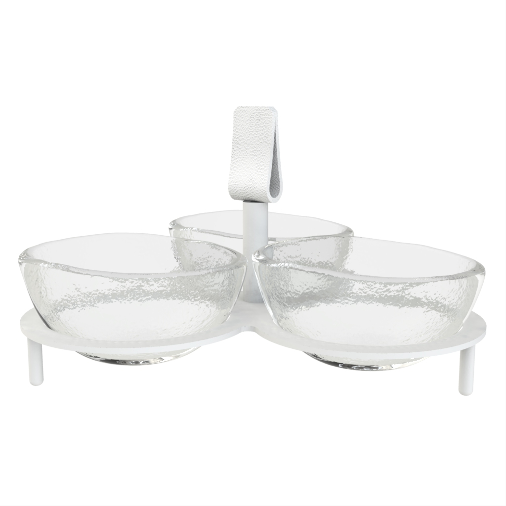 Nut Dish in Glass With Texture - Snacks Serveware - 3/4 View