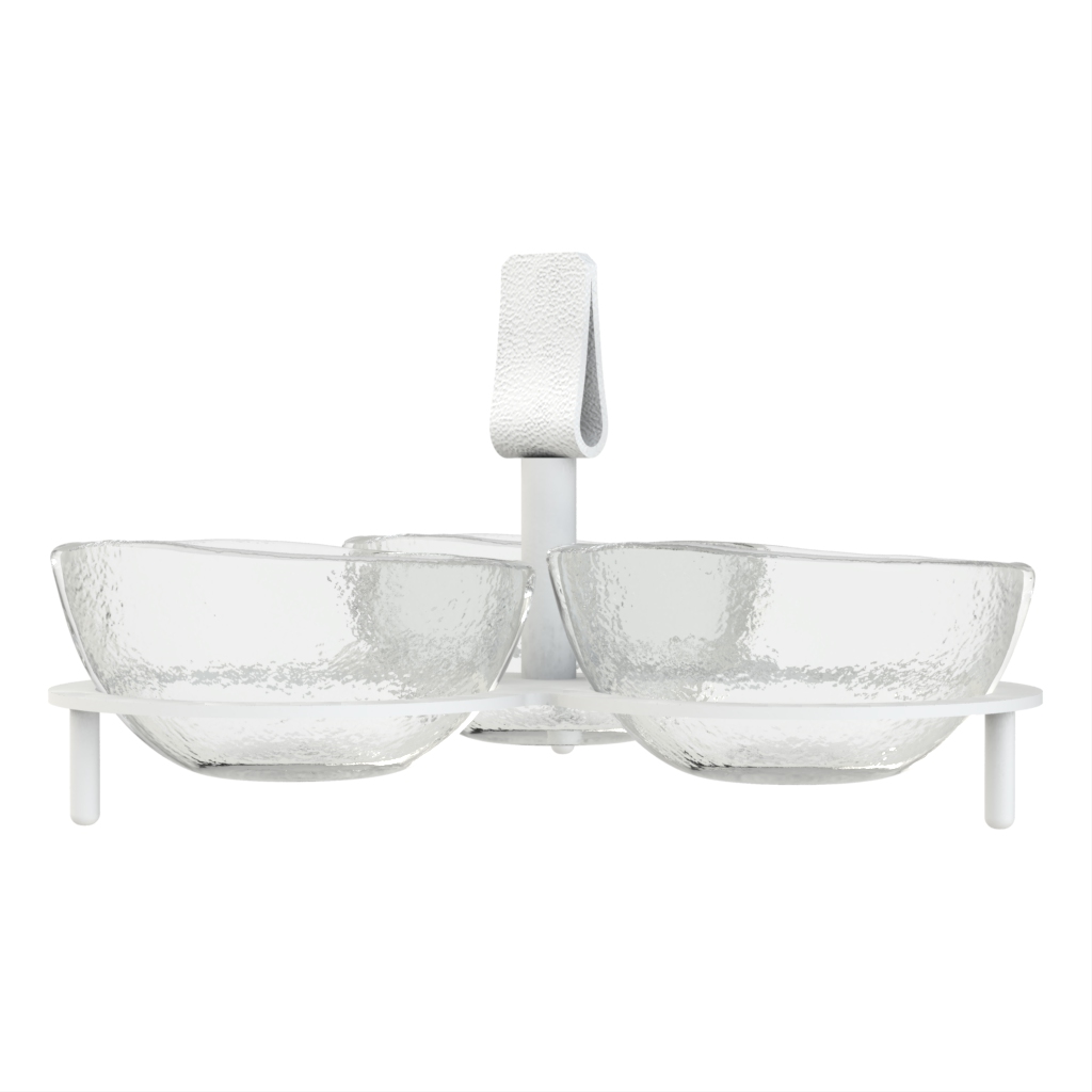 Nut Dish in Glass With Texture - Snacks Serveware - Side View