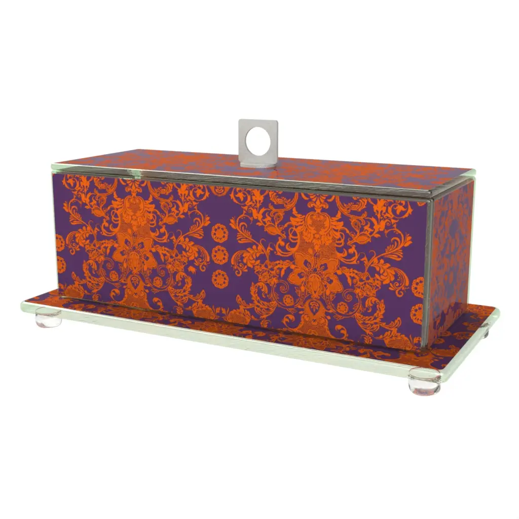 Rectangular Glass Cloche in Hermes Orange - Welcome Amenities - 3/4 View