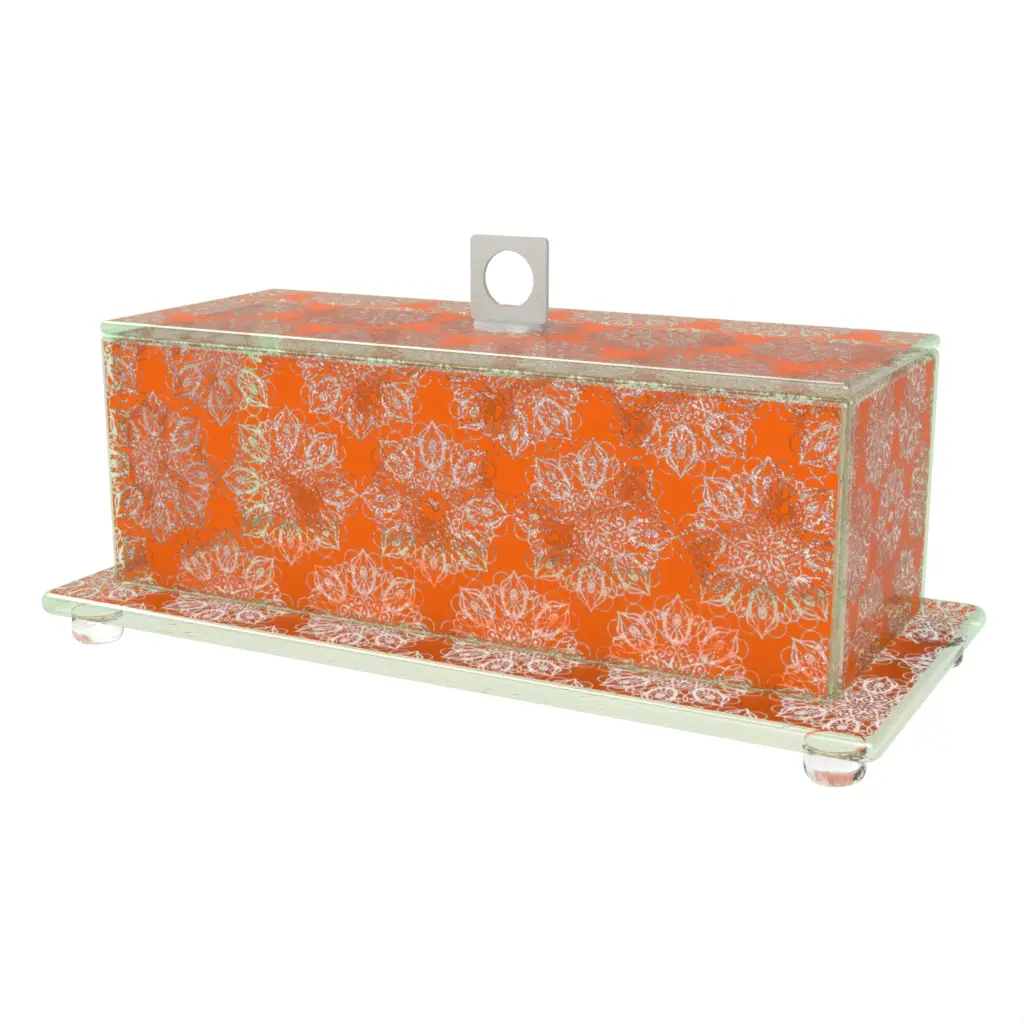 Rectangular Glass Cloche in Hermes Orange - Welcome Amenities - 3/4 View