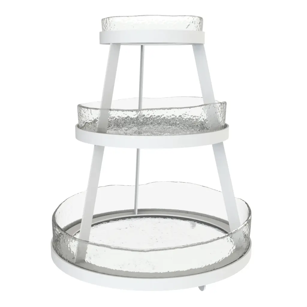 Seafood Tower in Glass With Texture - Specialty Serveware - 3/4 View