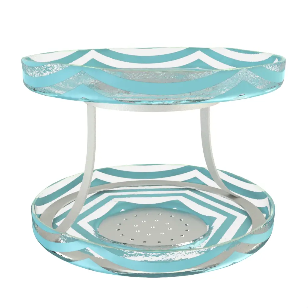 Seafood Tower Set in Porcelain Blue - Specialty Serveware - 3/4 View