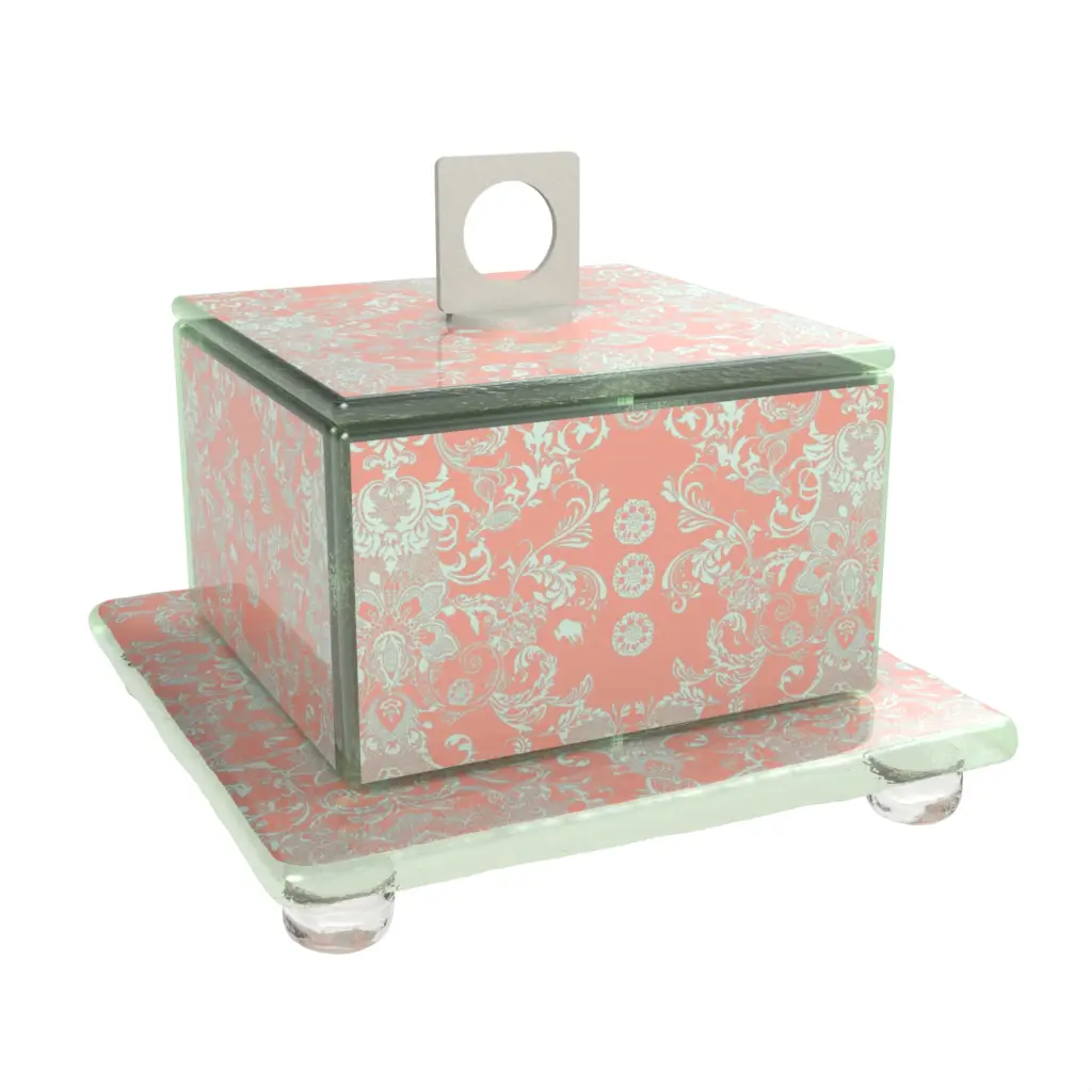 Square Glass Cloche in Misty Blue - Welcome Amenities - 3/4 View