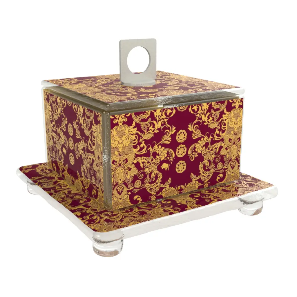 Square Glass Cloche in Yellow Gold - Welcome Amenities - 3/4 View