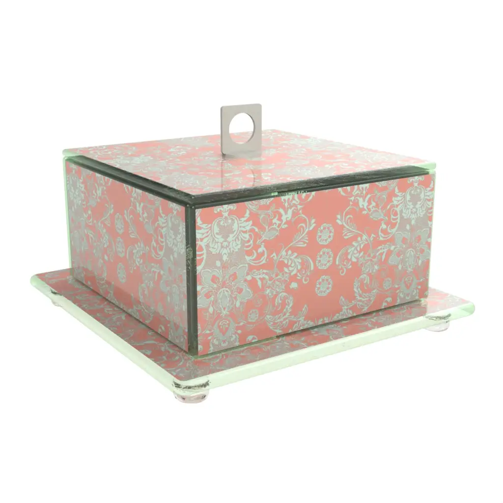 Square Glass Cloche in Misty Blue - Welcome Amenities - 3/4 View